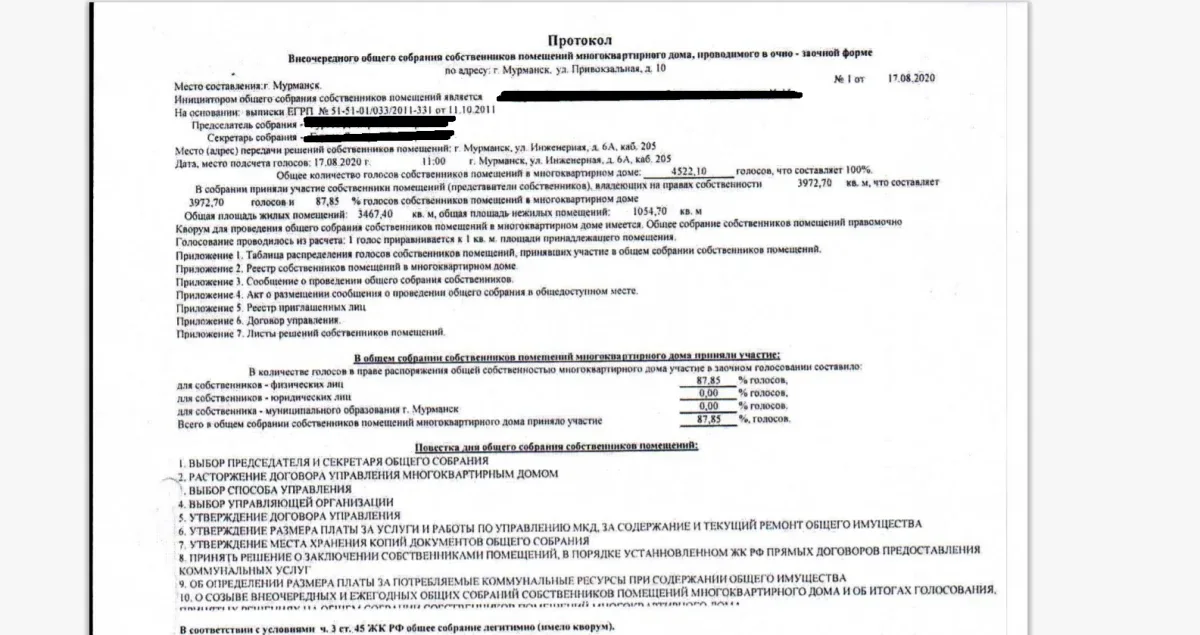 Сведения об участниках собрания. Почти 90% собственников, якобы, присутствовали